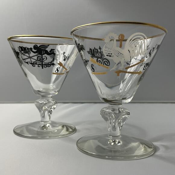 2 Libbey Curio‎ 50s MCM Cocktail Drinking Glasses 4" Midcentury Barware - Picture 1 of 9